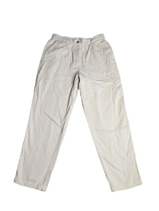 L.L. Bean Pants - LL Bean Straight Corduroy Pants Womens 12 Cream White Heavy Cotton Favorite Fit